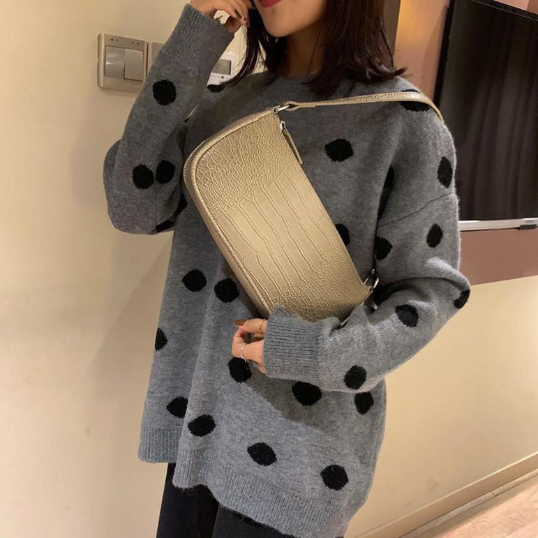 Casual Solid Shoulder Retro Alligator Pattern Women Messenger Handbags