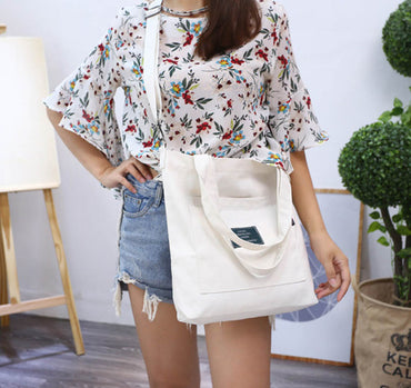 Canvas Vintage Zipper Flap Women Handbags