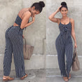 Square Sleeveless Striped Jumpsuit