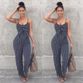 Square Sleeveless Striped Jumpsuit