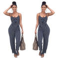 Square Sleeveless Striped Jumpsuit