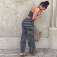 Square Sleeveless Striped Jumpsuit