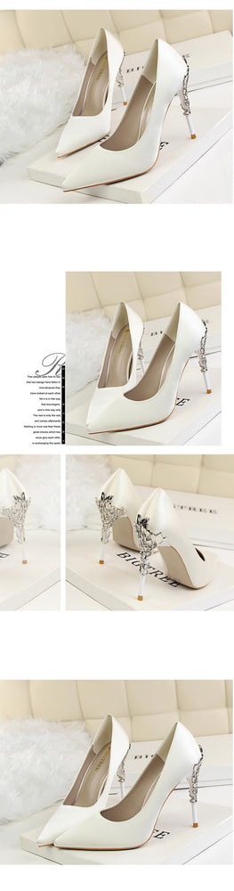 Elegant Metal Carved High Heels Women Pumps