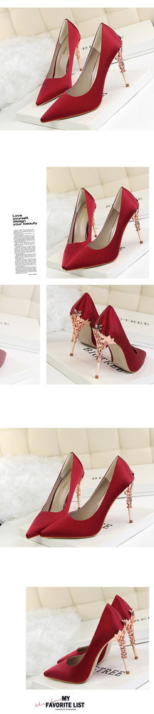 Elegant Metal Carved High Heels Women Pumps