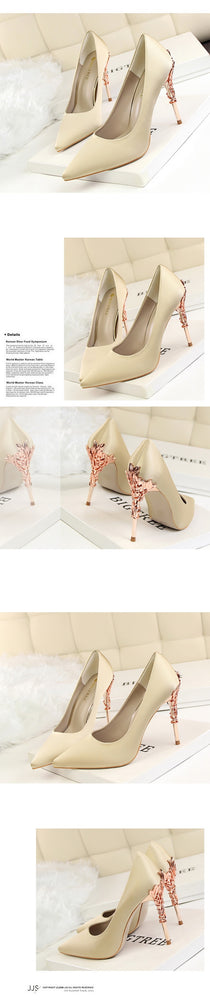 Elegant Metal Carved High Heels Women Pumps