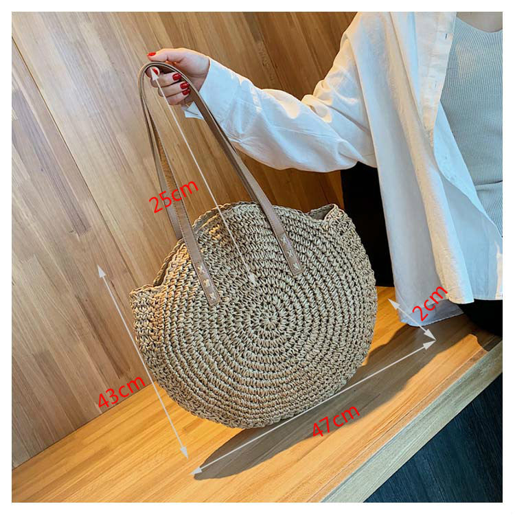 Casual Rattan Women Shoulder Circle Straw Handbags