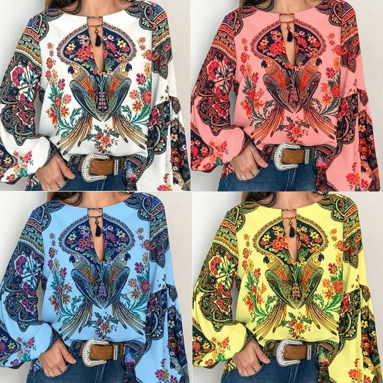 Vintage Floral Bohemian Blouse