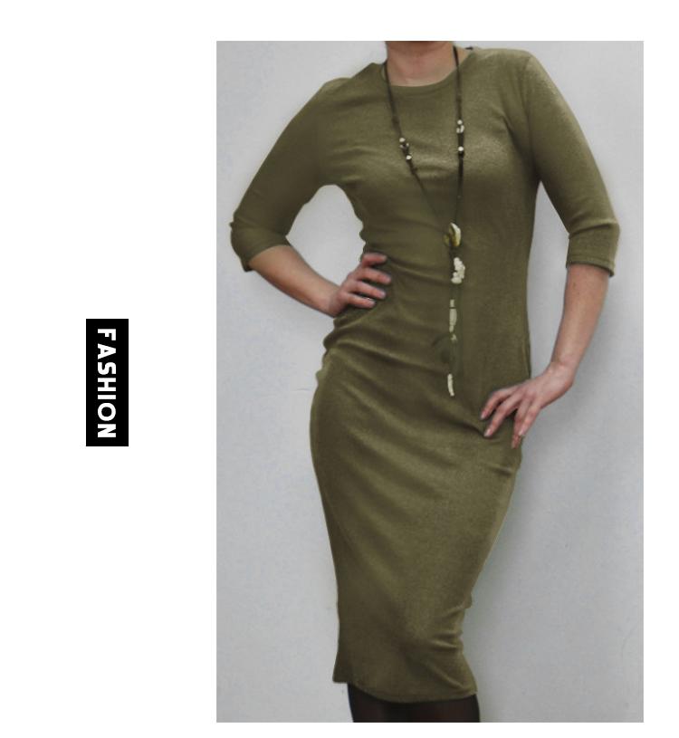 Casual Slim Bodycon Tunic Crew Neck Dress