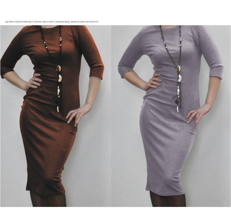 Casual Slim Bodycon Tunic Crew Neck Dress