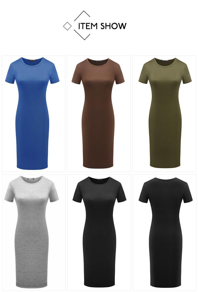 Casual Slim Bodycon Tunic Crew Neck Dress