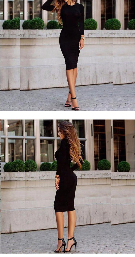 Casual Slim Bodycon Tunic Crew Neck Dress