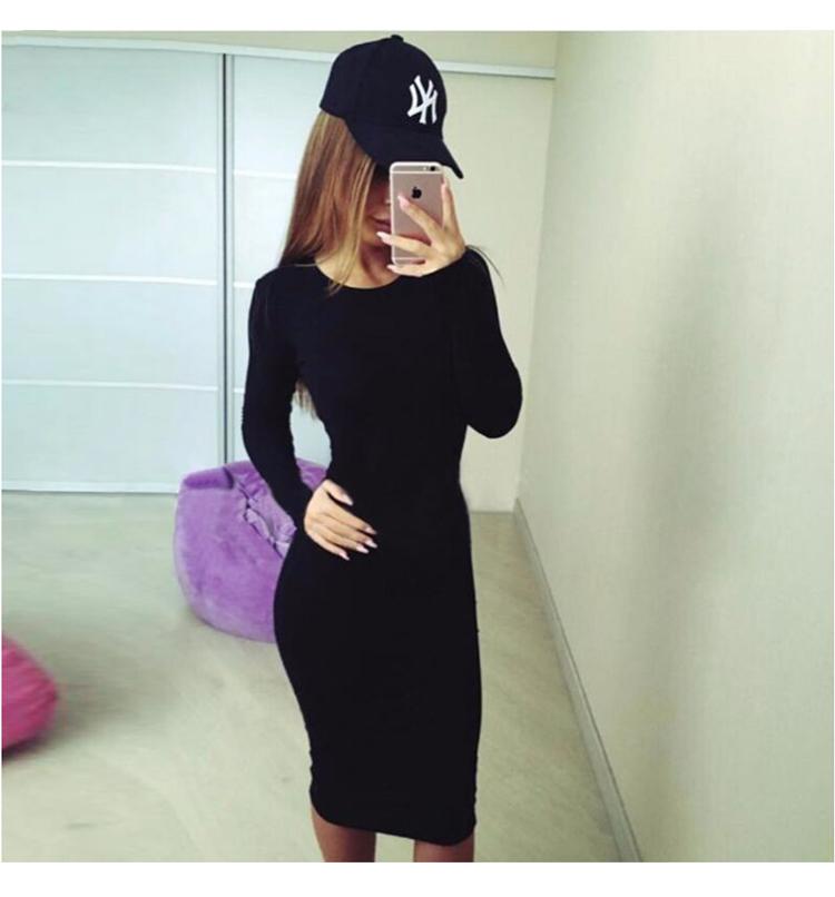 Casual Slim Bodycon Tunic Crew Neck Dress