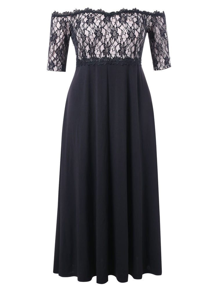 Elegant Off The Shoulder Lace Applique Dress