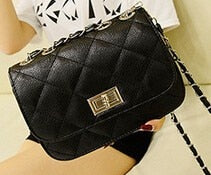 Leather Chain Lozenge Shoulder Handbags