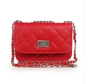 Leather Chain Lozenge Shoulder Handbags