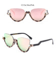 Clear Lens Rhinestone Vintage Half Frame Cat Eye Sunglasses