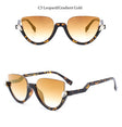 Clear Lens Rhinestone Vintage Half Frame Cat Eye Sunglasses