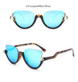 Clear Lens Rhinestone Vintage Half Frame Cat Eye Sunglasses