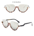 Clear Lens Rhinestone Vintage Half Frame Cat Eye Sunglasses