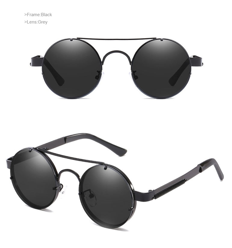 Luxury Popular Metal Retro Round Steampunk Sunglasses