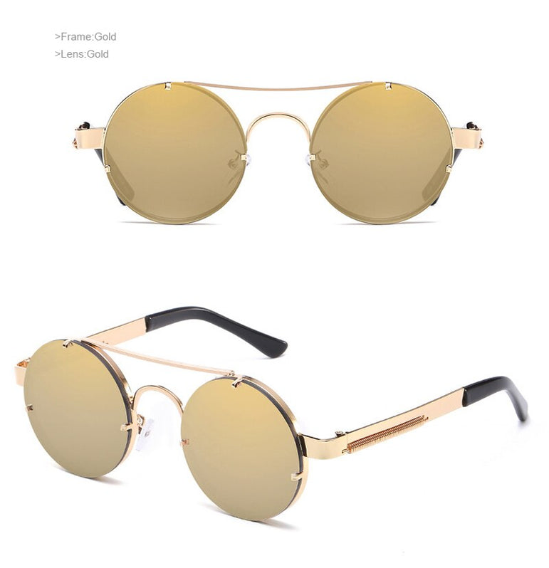 Luxury Popular Metal Retro Round Steampunk Sunglasses