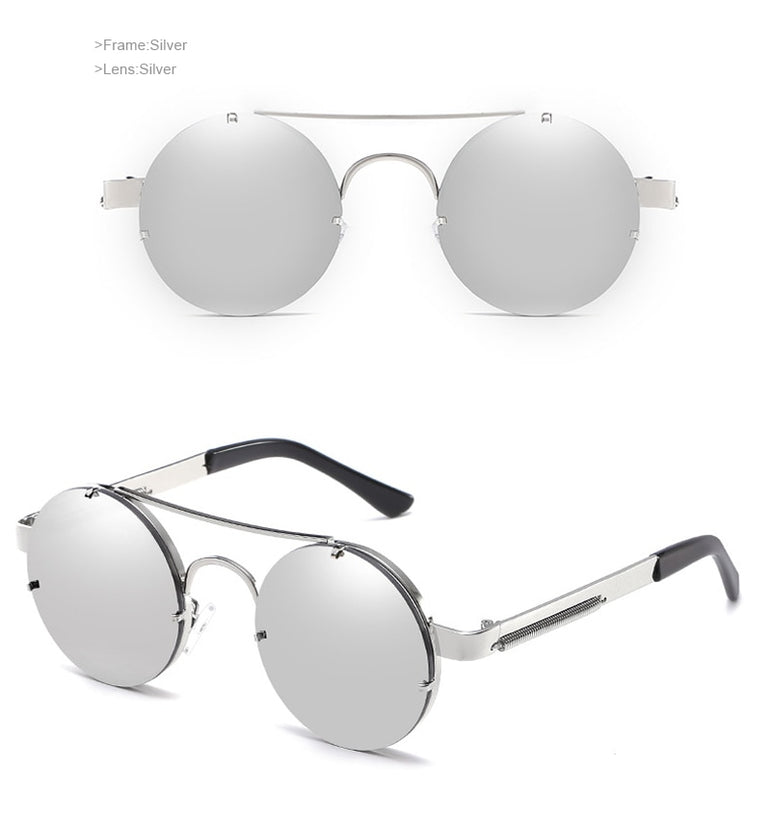 Luxury Popular Metal Retro Round Steampunk Sunglasses