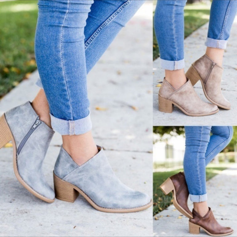 Chic Retro High Heel Ankle Boots