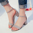 Square Woman Buckle Fish Mouth High Heel Sandals