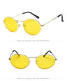 Retro Metal Frame Classic Pink Reflective Oval Sunglasses