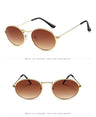 Retro Metal Frame Classic Pink Reflective Oval Sunglasses