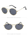 Retro Metal Frame Classic Pink Reflective Oval Sunglasses