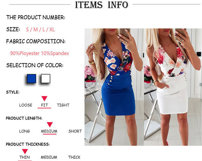 Casual Floral Print Button Bodycon Dress