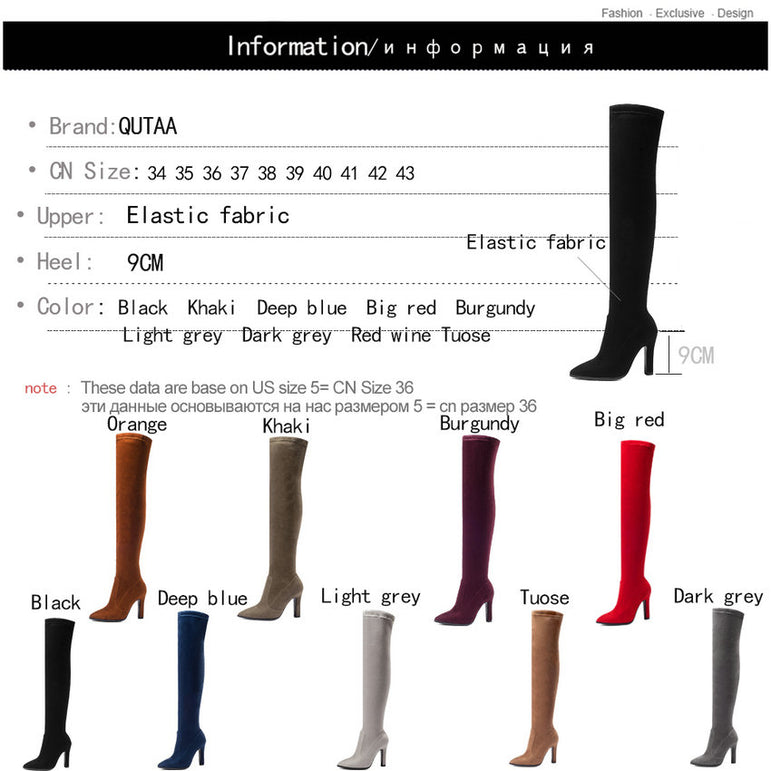 Slip on Over The Knee Thin High Heel Pointed Toe Boots