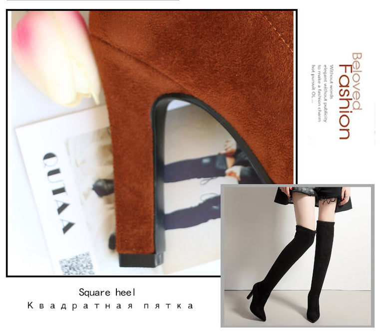 Slip on Over The Knee Thin High Heel Pointed Toe Boots