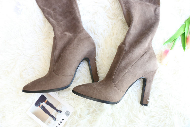 Slip on Over The Knee Thin High Heel Pointed Toe Boots