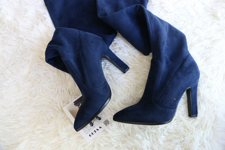 Slip on Over The Knee Thin High Heel Pointed Toe Boots