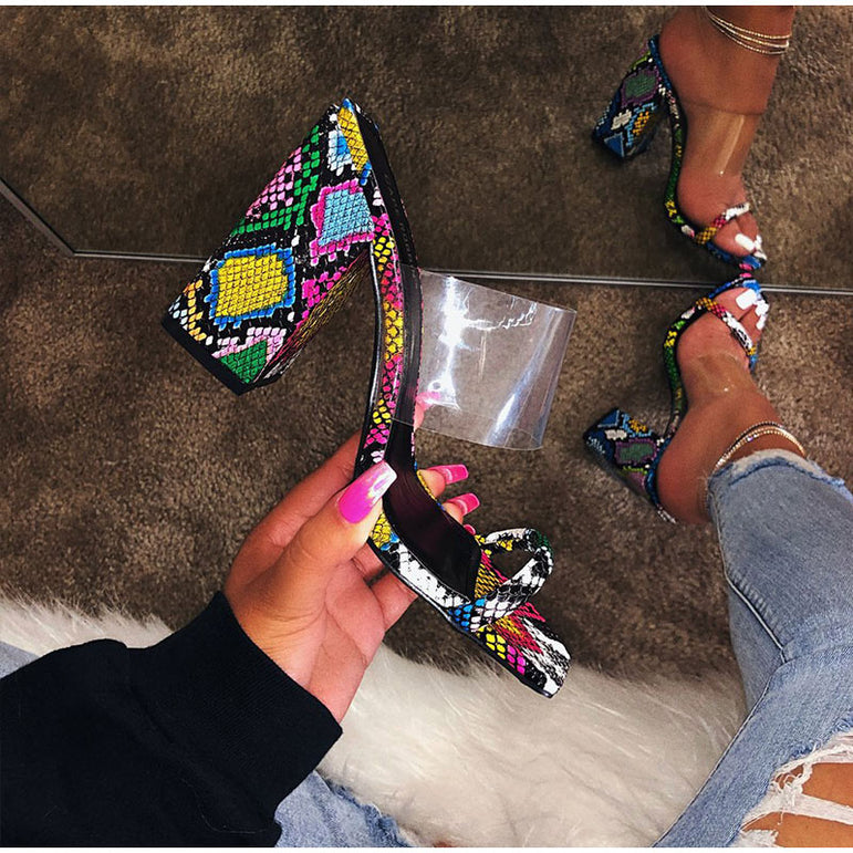 Thick Heel Women Transparent Sandals