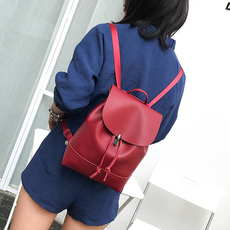 Leather Women Vintage Satchel Shoulder Backpack