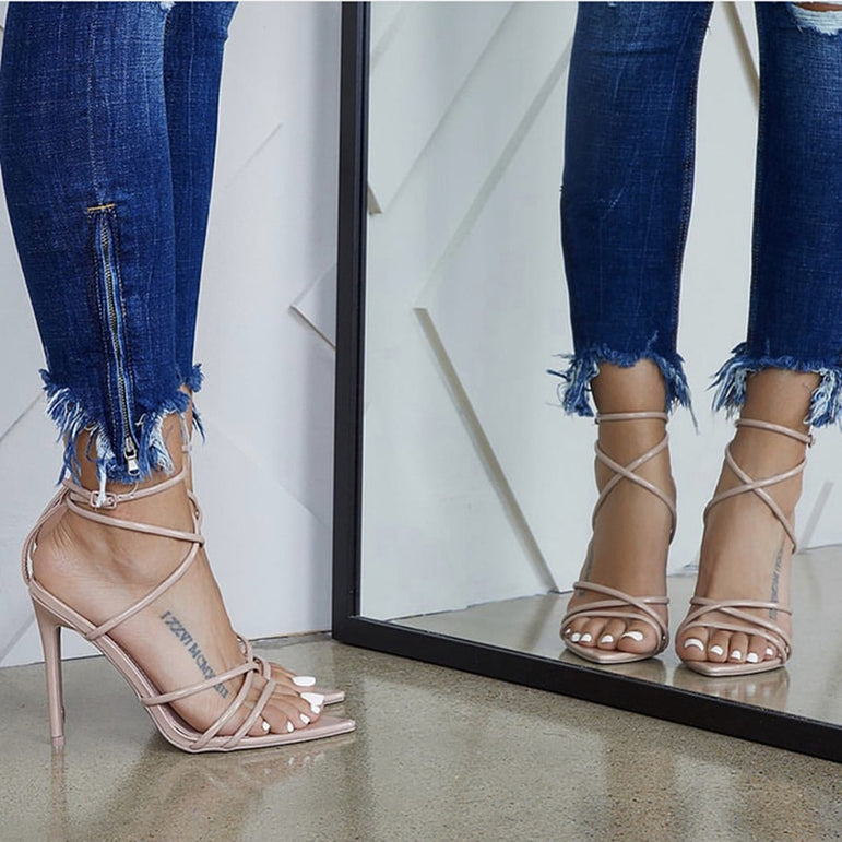 Super Thin Ankle Strap High Heels Women Sandals