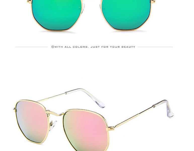 Square Polygon Clear Vintage Metal Sunglasses