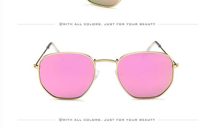 Square Polygon Clear Vintage Metal Sunglasses