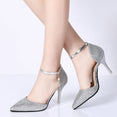 Elegant Glitter Ankle Strap Wedding pointed toe High Heels