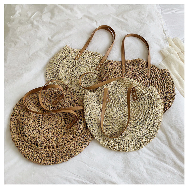 Casual Rattan Women Shoulder Circle Straw Handbags