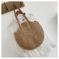 Casual Rattan Women Shoulder Circle Straw Handbags