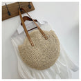 Casual Rattan Women Shoulder Circle Straw Handbags