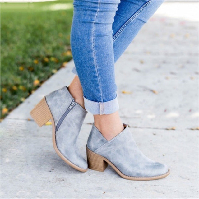 Chic Retro High Heel Ankle Boots