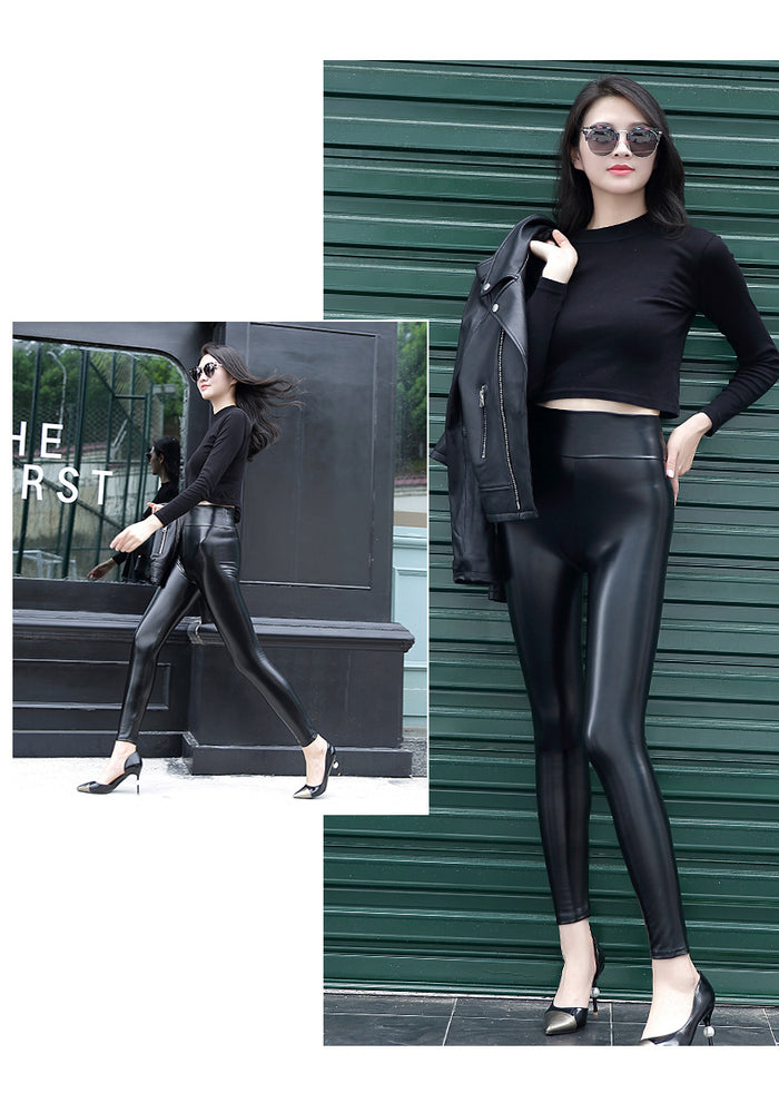 High Waist Leather Push Up Leggings