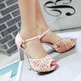 Lace Mesh Fish Mouth High Heel