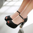 Lace Mesh Fish Mouth High Heel