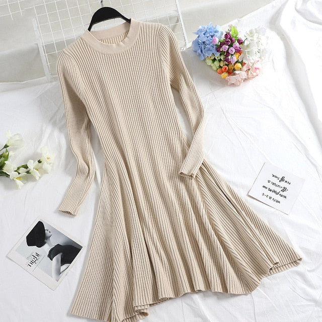 Casual Women Long Sleeve A Line Mini Dress